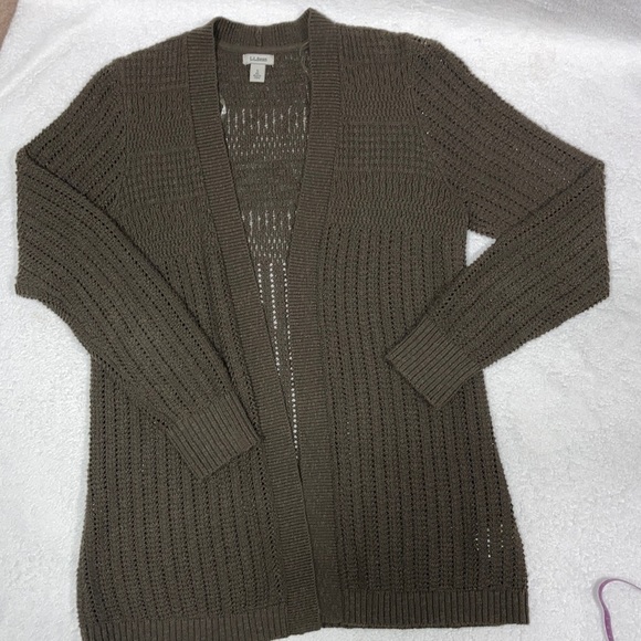 L.L. Bean Sweaters - LL Bean brown cotton knit open sweater size small